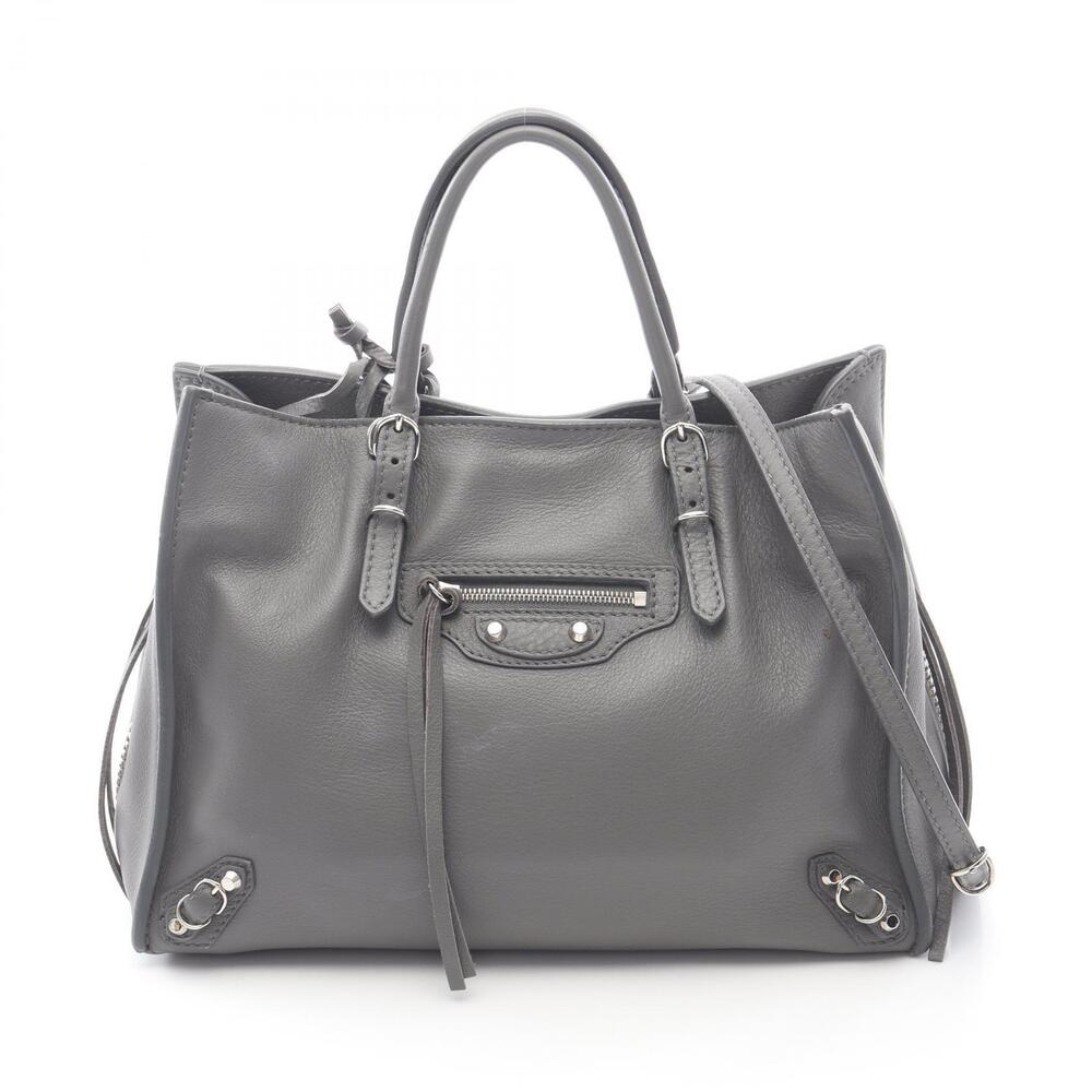 Balenciaga PAPIER ZIP AROUND Paper Handbag Leather Gray